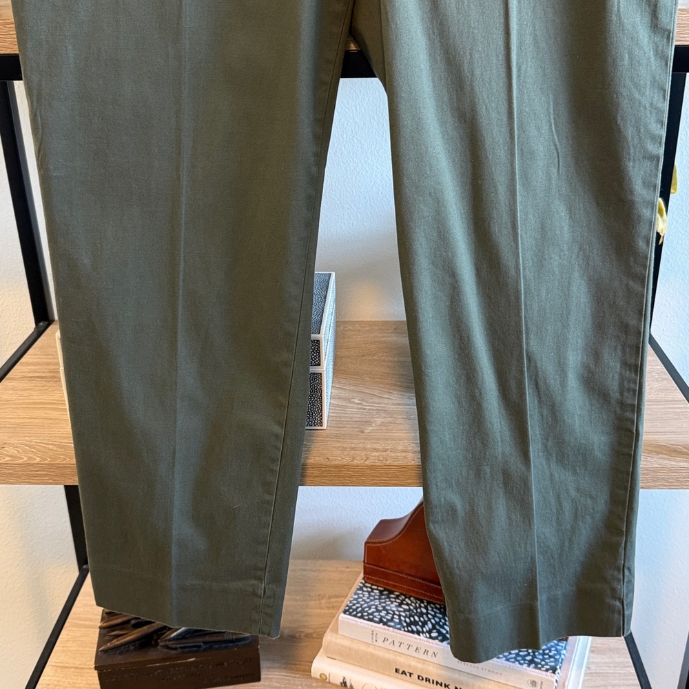 Talbots The Perfect Crop Green Woven Twill Chino Casual Dress Pant Trouser, 10 - Picture 3 of 7